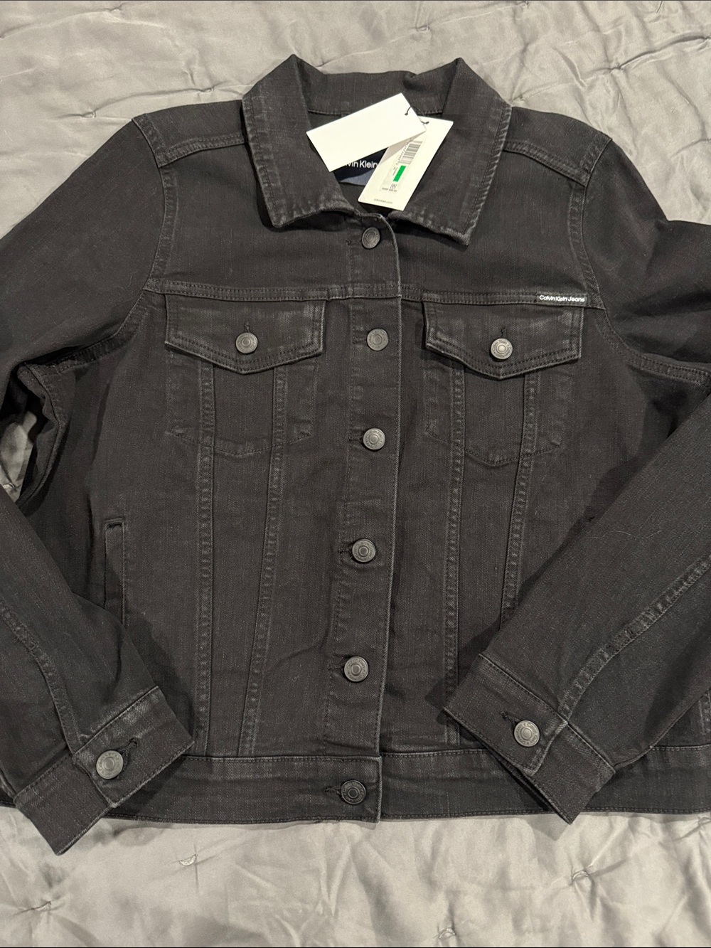 Calvin Klein Black Denim Trucker Jacket NWT Large L